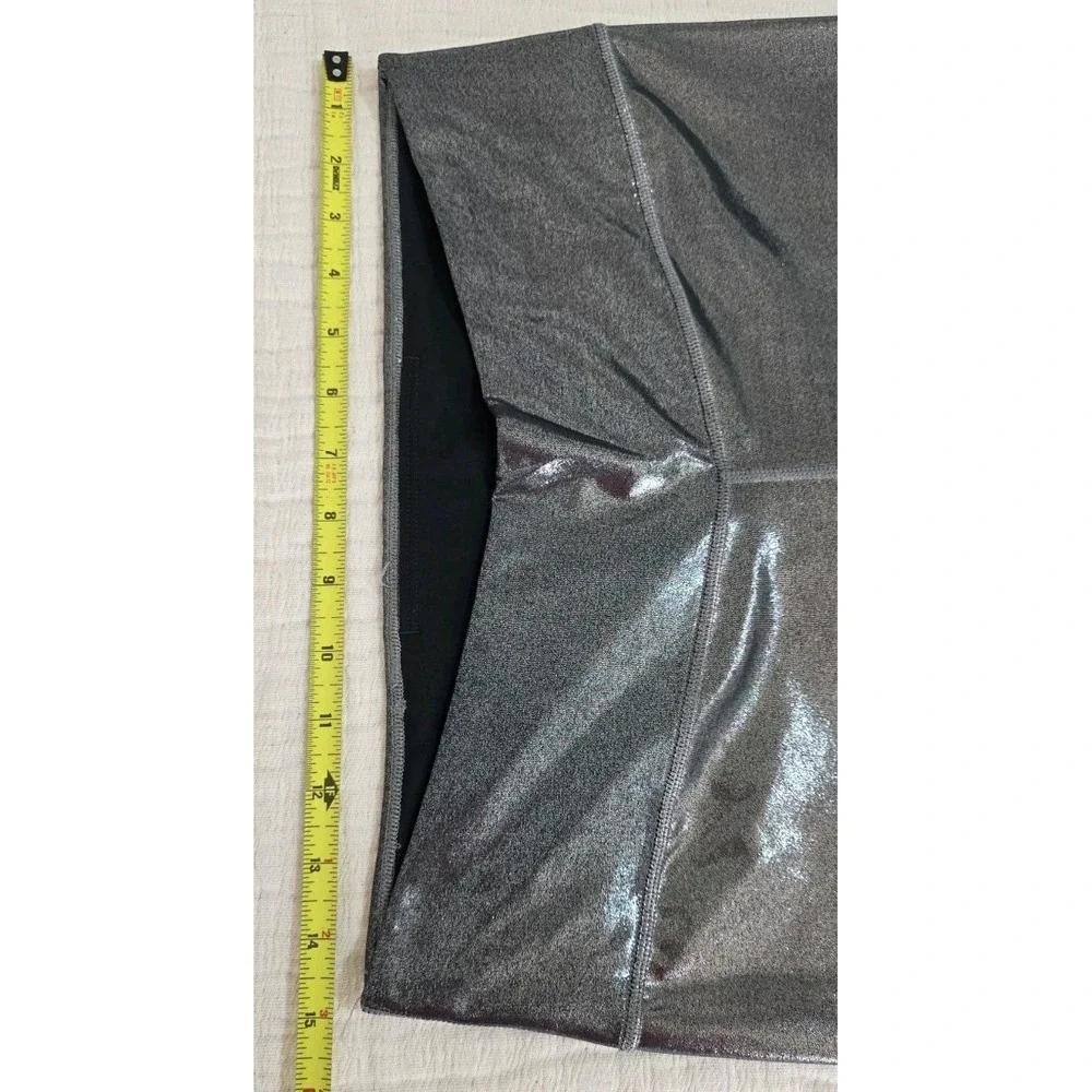 Nike Womens Sz L One Icon Clash Mid Rise 7/8 Shimmer Leggings Silver Yoga Run‎